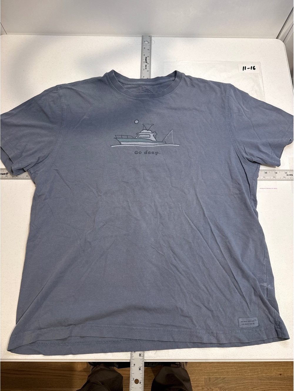 VINTAGE Y2K LIFE IS GOOD BOAT SHIRT BLUE SIZE LARGE 11-16